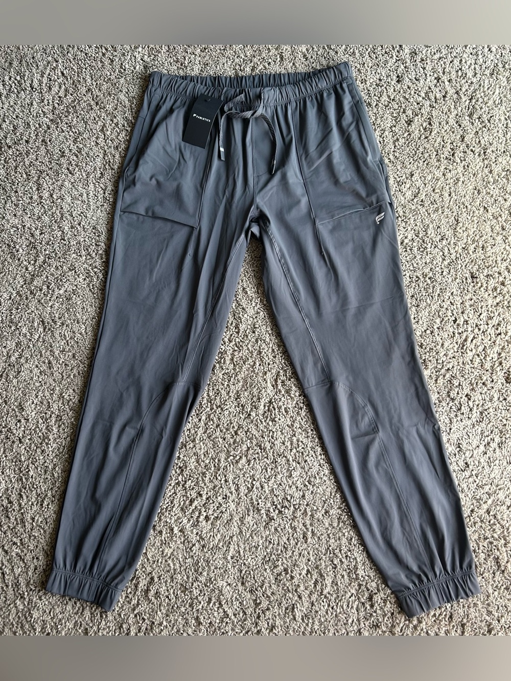NWT Fabletics The One Joggers Mens Large (32x30) Onyx Gray Elastic Cuffs Pants